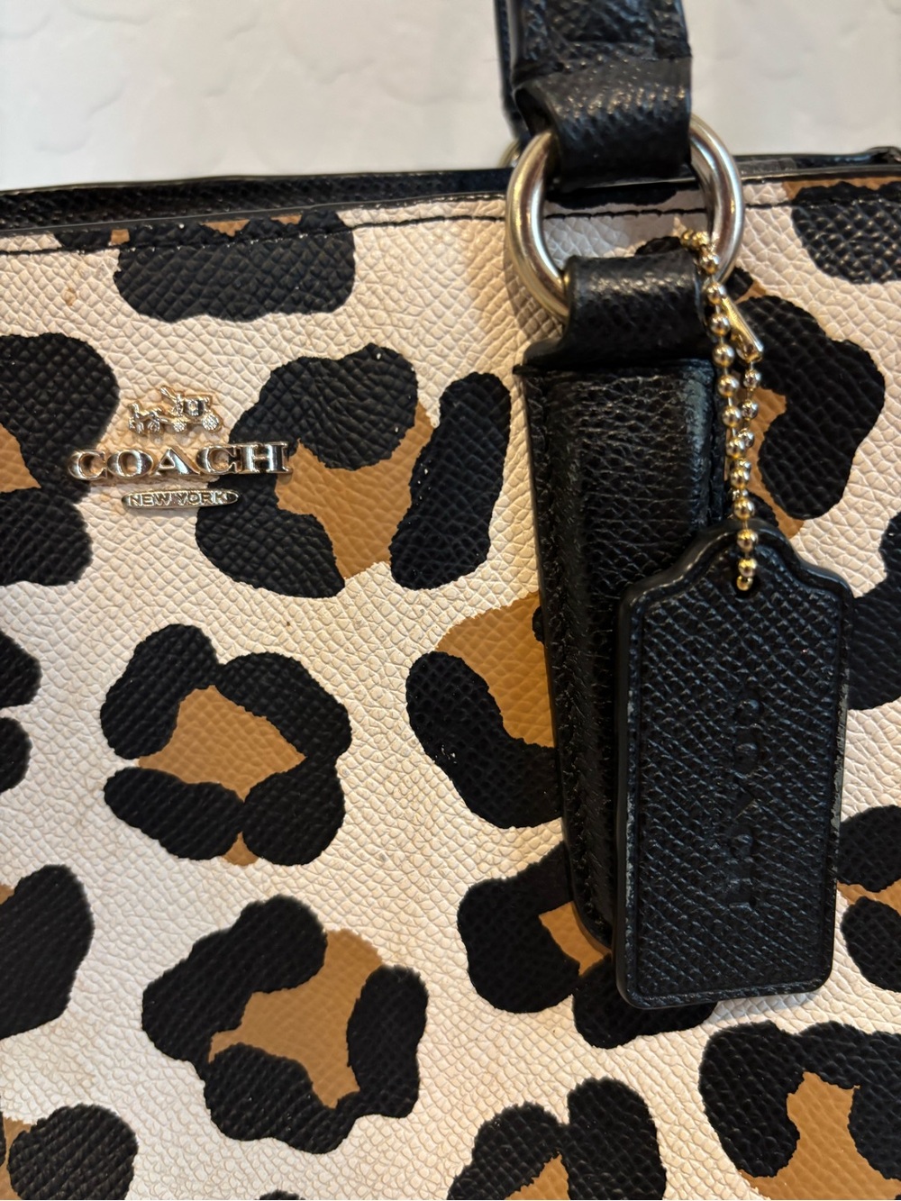 Coach Mini Crosby Carryall Leopard Print Tote Bag in Black & Brown - Picture 5 of 15